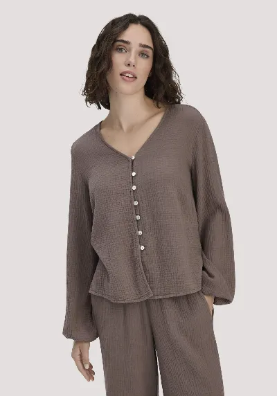 hessnatur hessnatur Damen Musselin Bluse Relaxed aus Bio-Baumwolle - braun