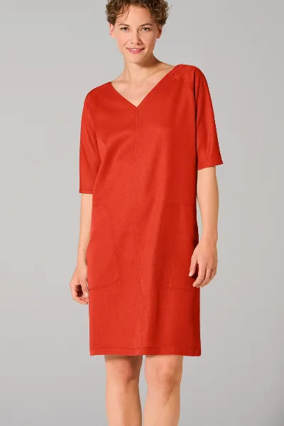 HempAge Hempage Damen vegan Kleid Mit V-Ausschnitt Magna Rot