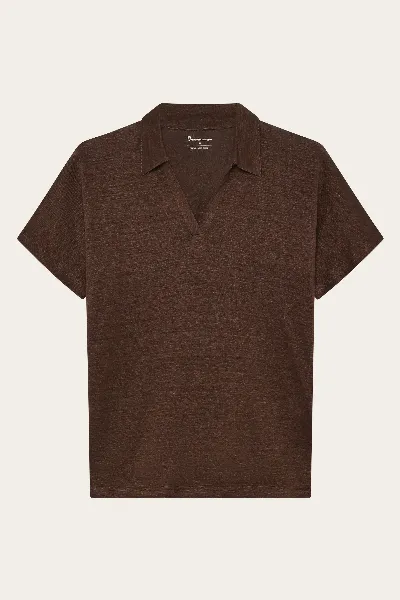 KnowledgeCotton Apparel KnowledgeCotton Apparel Damen vegan Polohemd Mit Geteiltem Halsausschnitt Rasierte Schokolade