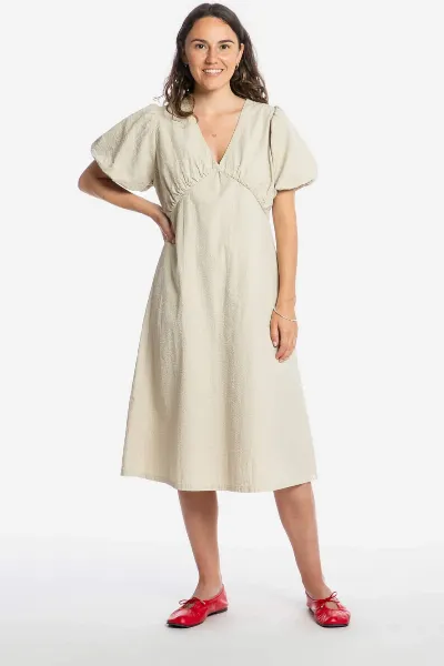 MATONA MATONA Damen vegan Kleid V-Ausschnitt Sand