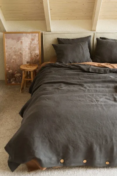 AmourLinen AmourLinen unisex vegan Set Bettwäsche Holzkohle