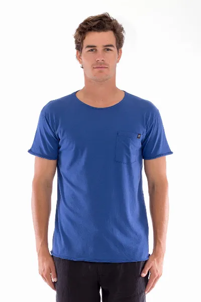 RAVENS VIEW IBIZA RAVENS VIEW IBIZA Herren vegan T-Shirt Rundhalsausschnitt Wild Pocket Klein Blau