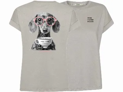 GreenBomb GREENBOMB Bio-Damen-T-Shirt 'Dog Coffee' mit Rücken-Print, sandstone,
