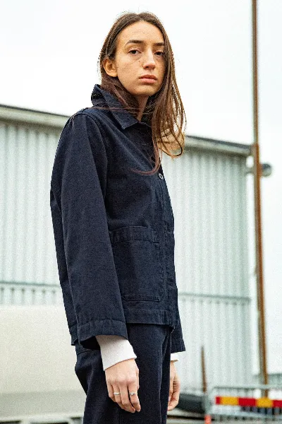 Nudie Jeans Jacke Lovis Back Sateen Indigo Dunkelblau