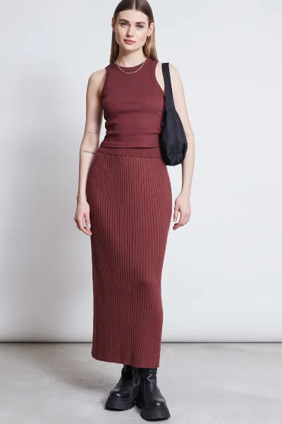 JAN N JUNE JAN 'N JUNE Damen vegan Midi-Strickrock Ebba Intensives Rost