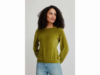 tranquillo tranquillo Bio-Damen-Langarmshirt aus Nicky Velours, golden cypress,