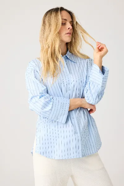 KnowledgeCotton Apparel KnowledgeCotton Apparel Damen vegan Hemd Dew Relaxed Stripe