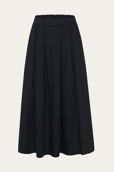 KnowledgeCotton Apparel KnowledgeCotton Apparel Damen vegan Rock Satin Plissee Schwarz Jet