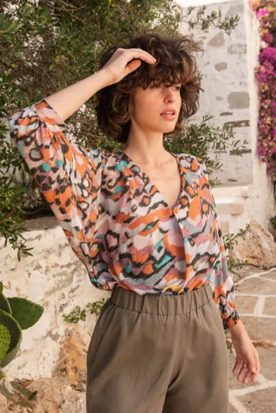 Widda Widda Damen vegan Bluse Mava Grafik Druck