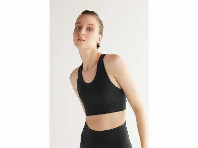 TRUE NORTH TRUE NORTH Bio-Damen-Yoga-Top, schwarz,