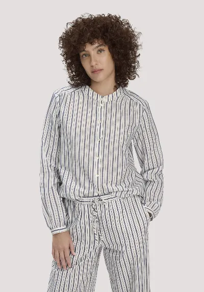 hessnatur hessnatur Damen Streifen Bluse Relaxed aus Bio-Baumwolle mit Leinen - weiß