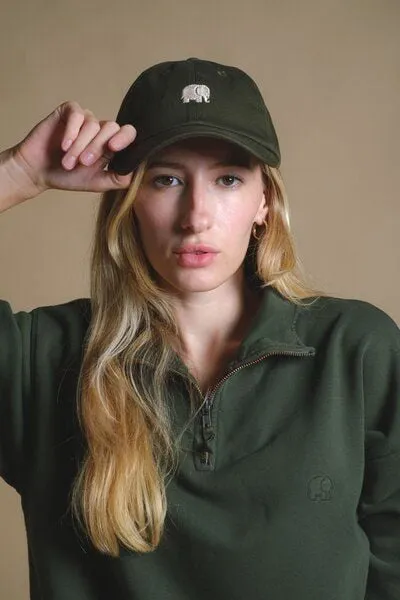 Trendsplant Trendsplant Women's Essential Garment Heavyweight Oversized Quater Zip Sweatshirt Kombu Green