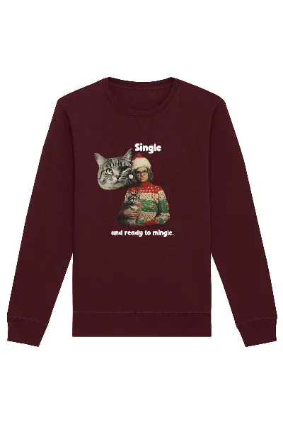 Oat Milk Club Oat Milk Club Damen vegan Sweatshirt Single And Ready To Mingle Burgundy