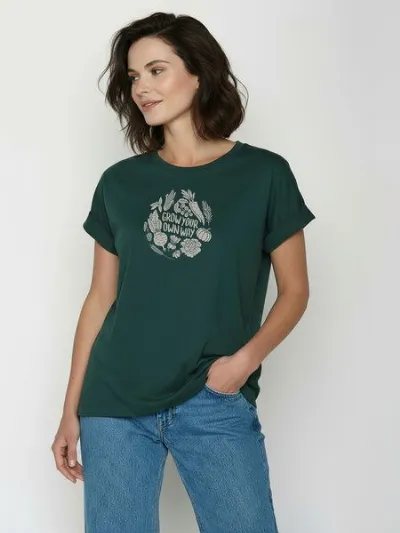GreenBomb GREENBOMB Veggie Patch Loony - Sportliches T-Shirt aus Bio-Baumwolle mit Rollup Sleeve / hochwertiger Print / GOTS / Fair & Vegan