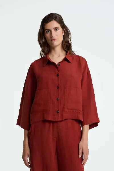 Kings Of Indigo Kings of Indigo Damen vegan Bluse Wanda Rot