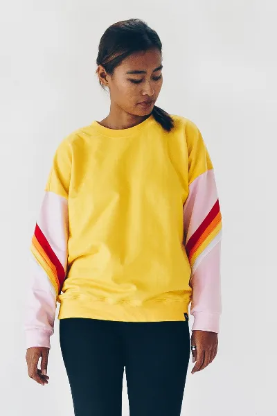 The Driftwood Tales The Driftwood Tales Damen vegan Sweatshirt Loose Yellow Rainbow