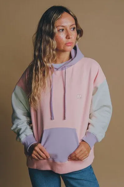 Trendsplant Trendsplant Women's Oversized Color Block Hoodie Pink
