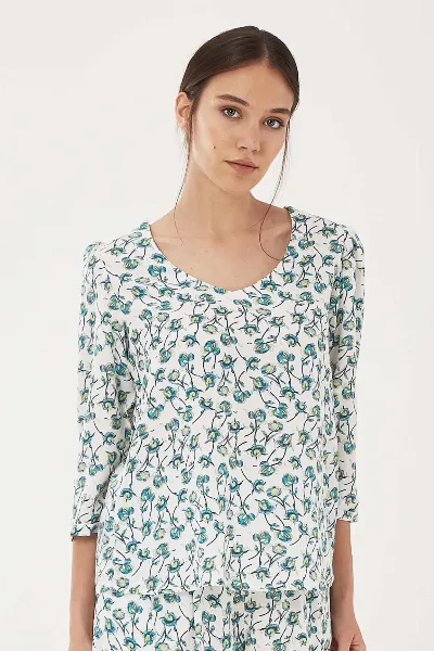 ORGANICATION ORGANICATION Damen vegan Bluse Blumen Grün