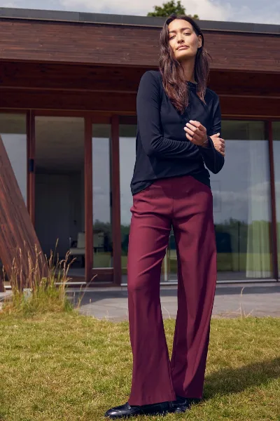 LAURIE LAURIE Damen vegan Hose Donna Loose Long Länge Zinfandel