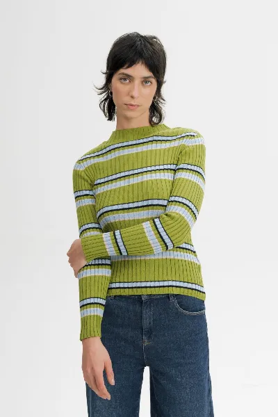 MELA MELA Damen vegan Strickpullover Namari Mixed Nature Gestreift