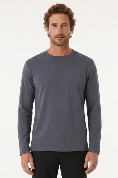 ORGANICATION ORGANICATION Herren vegan Langarmshirt Aus Interlock-Strick In Basalt