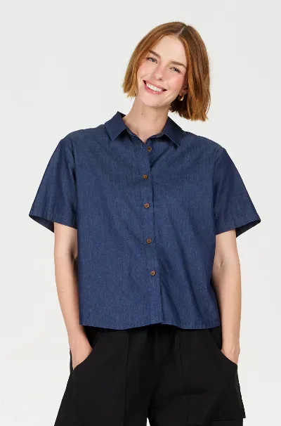 KOMODO KOMODO Damen vegan Top Polly Mid Wash Blau
