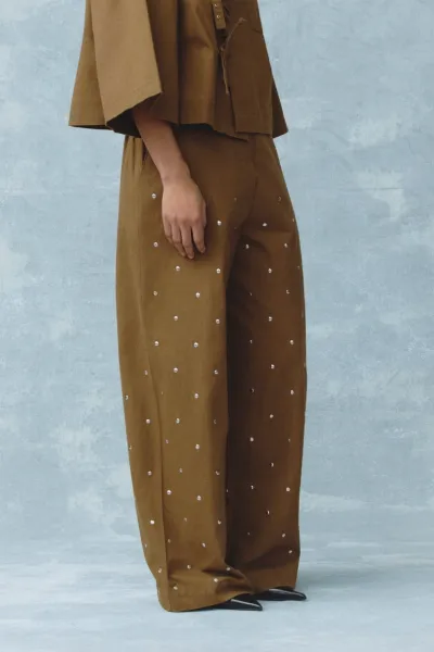 Alchemist Alchemist Damen vegan Hose Moonflower Studs In Dunkelkhaki