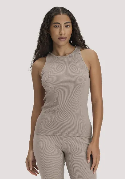 hessnatur hessnatur Damen High-Neck Ribtop SOFT RIB aus Bio-Baumwolle - beige