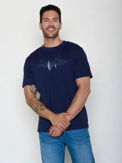 GreenBomb GREENBOMB Sail Away Fusion - Lässiges Oversize-T-Shirt aus Bio-Baumwolle / hochwertiger Print / GOTS / Fair & Vegan