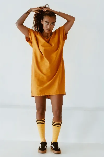 The Driftwood Tales The Driftwood Tales Damen vegan Kleid Oversize T-Shirt Kurkuma
