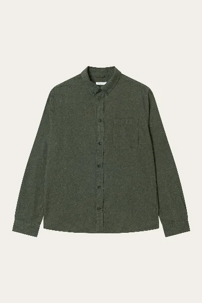 KnowledgeCotton Apparel KnowledgeCotton Apparel Herren vegan Hemd Flanell Regular Melange Forrest Night Green