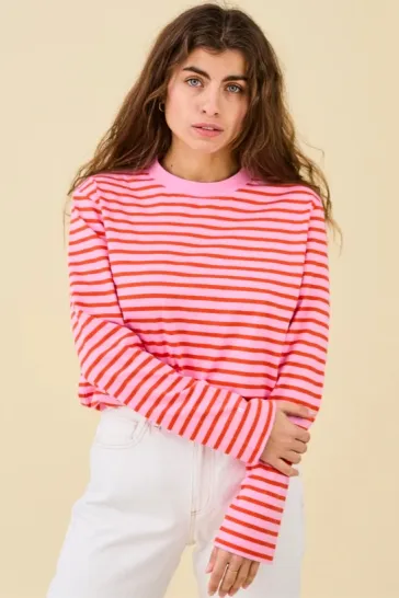 Jyoti Fair Works Jyoti Fair Works Damen vegan Langarmshirt Popeia Rosa/Rot