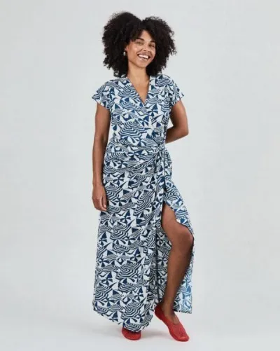 Brava Fabrics Brava Fabrics Borneo Kimono Dress Navy