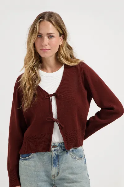 Kuyichi Kuyichi Damen vegan Strickjacke Bess Brick Dark Red