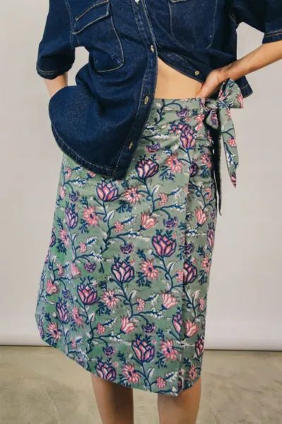 el.résidu el.résidu Damen vegan Rock Amira Lang Teal Grün
