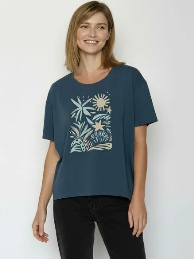 GreenBomb GREENBOMB Plants n Leaves Feel - Lässiges T-Shirt aus Bio-Baumwoll-Mix / hochwertiger Print / GOTS / Fair & Vegan