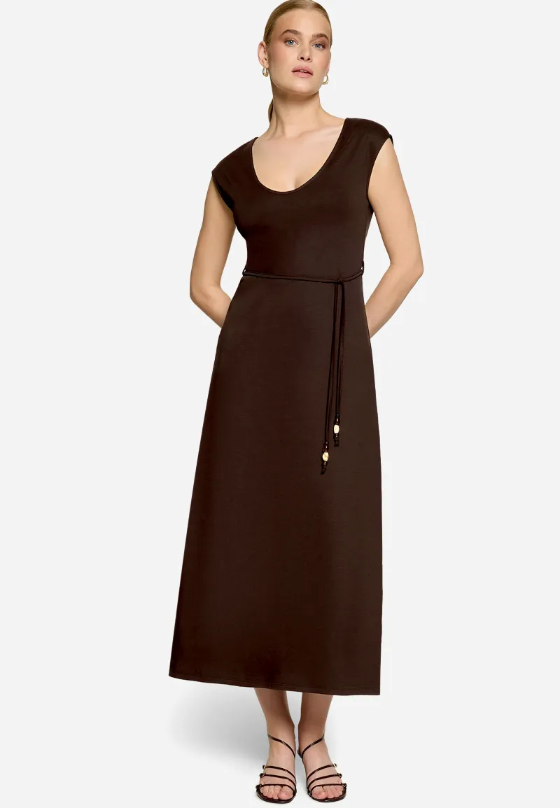 zero Jerseykleid Maxi mit Bindegürtel