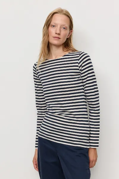recolution Recolution Damen vegan Longsleeve Iris Stripes Dunkelblau