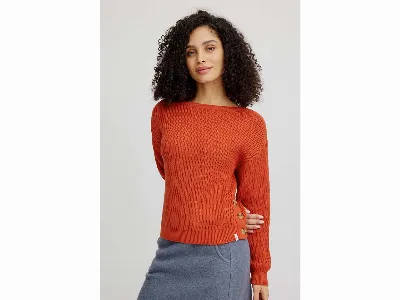 tranquillo tranquillo Bio-Damen-Strickpullover mit U-Boot-Ausschnitt, rooibos,