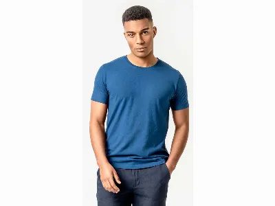 Living Crafts Living Crafts Bio-Herren-T-Shirt THERREL mit Rundhalsausschnitt, classic blue,