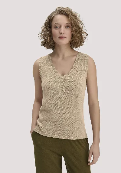 hessnatur hessnatur Damen Strick Top Regular aus Leinen mit Bio-Baumwolle und LENZING™ ECOVERO - beige