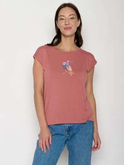 GreenBomb GREENBOMB Bird Look Timid - Lässiges Shirt aus LENZING TENCEL Mix / hochwertiger Print / Fair & Vegan