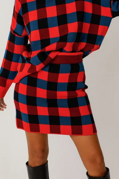 SKFK SKFK Damen vegan Rock Karia Rot/Schwarz