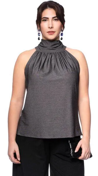 Ingoria Ingoria COSMA Neckholder Blusentop mit Schluppe (Uni)