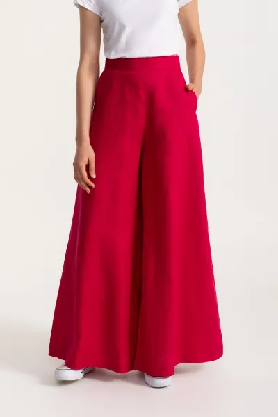 De IONESCU De IONESCU Damen vegan Hose Palazzo Leinen Fuchsia