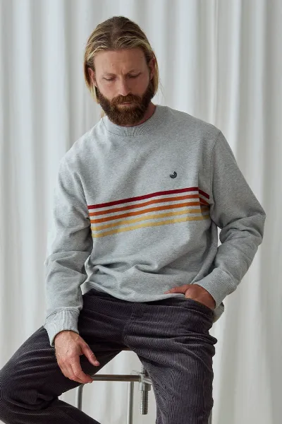 TWOTHIRDS TWOTHIRDS Herren vegan Sweatshirt O Rostro Mid Grey Marl