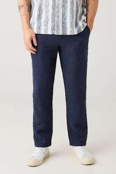 KnowledgeCotton Apparel KnowledgeCotton Apparel Herren vegan Hose Chuck Regular Leinen Total Eclipse