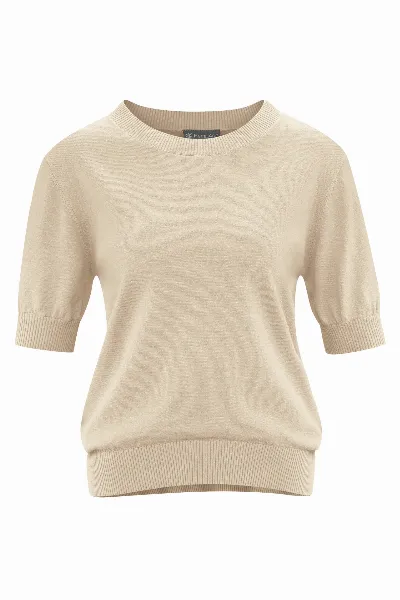 HempAge Hempage Damen vegan Gobi-Strickpullover Mit Kurzen Ã„rmeln