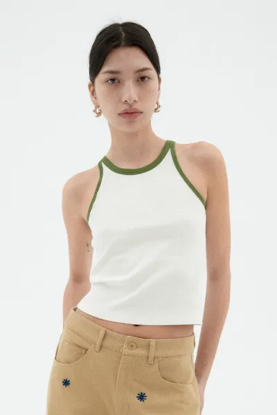 thinking mu Thinking MU Damen vegan Top Harriet Contrast WeiÃŸ GrÃ¼n
