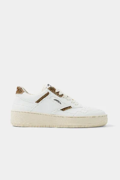 MoEa MoEa Herren vegan Sneaker Origin In WeiÃŸ Und Braun Mit Palmenmotiv